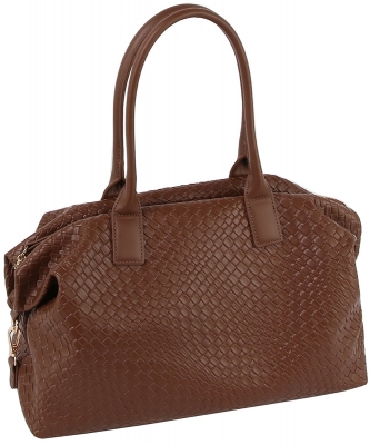 Embossed Woven Duffle Overnight Weekender Bag LH132-Z COFFEE